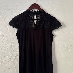 INC International Concepts Black Lace Blouse